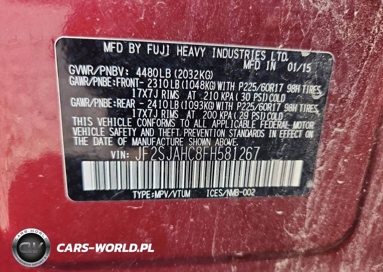 2015 Subaru Forester 2.5I Limited VIN:JF2SJAHC8FH581267 - 13