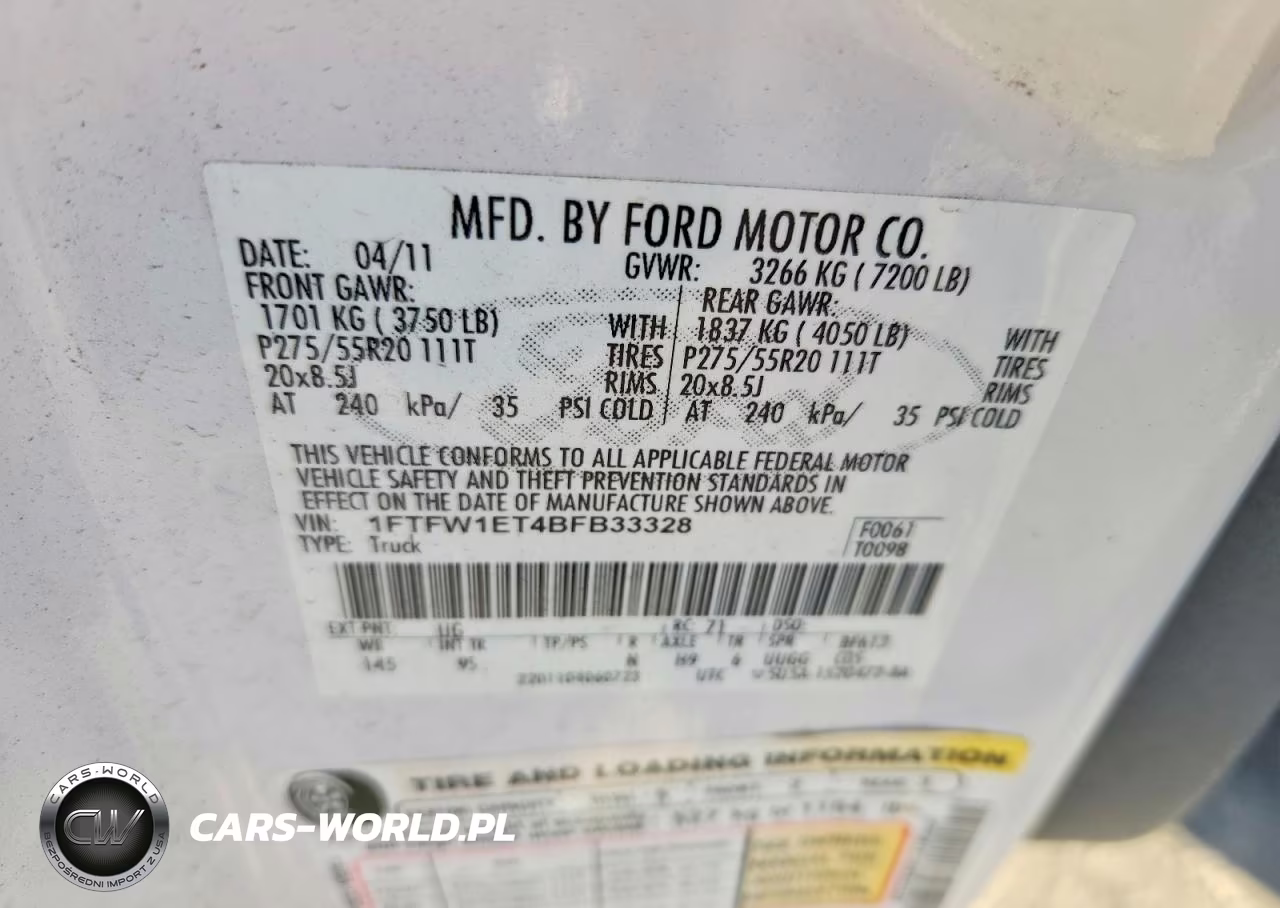2011 Ford F-150 Platinum VIN:1FTFW1ET4BFB33328 - 12