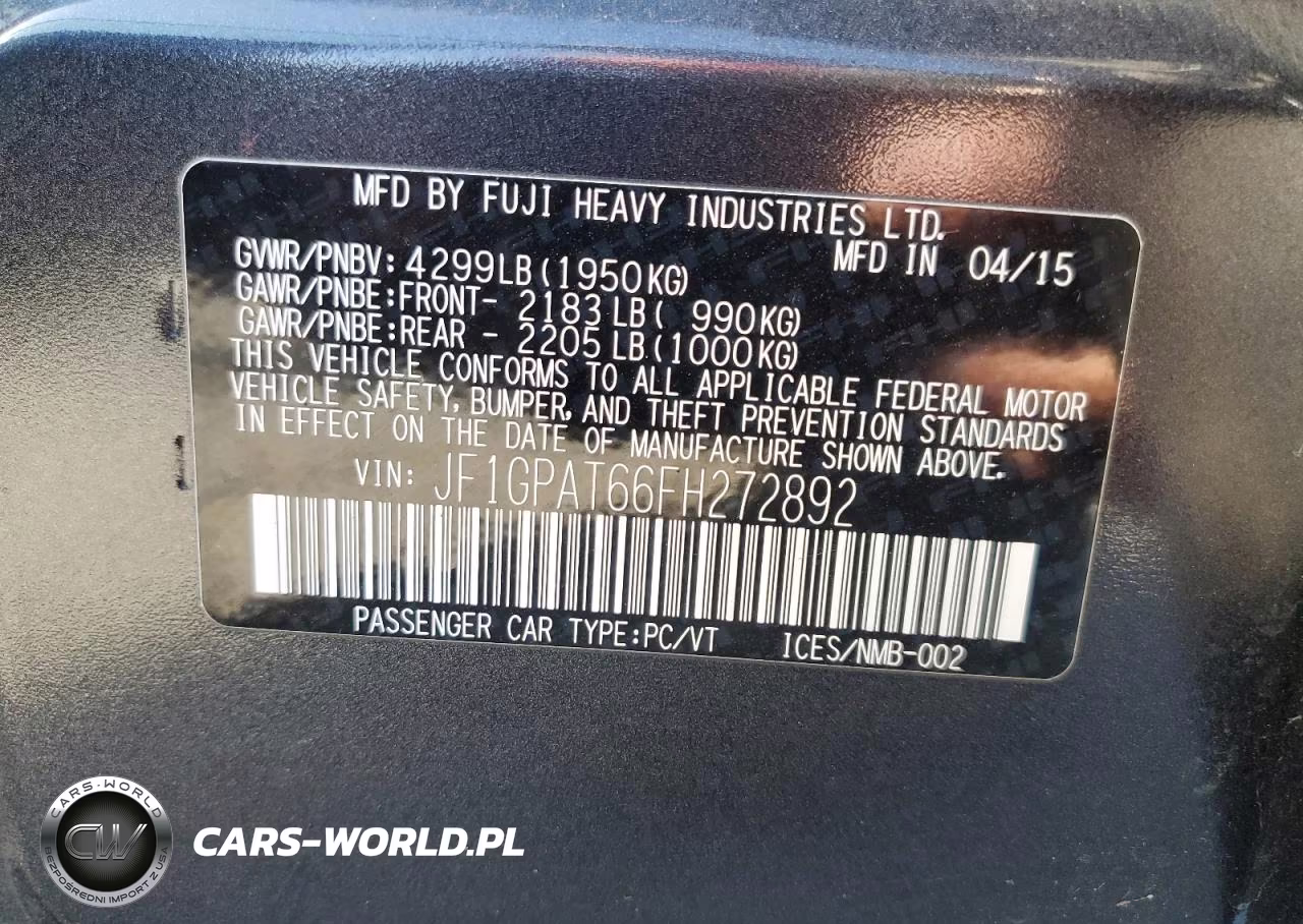2015 Subaru Impreza Sport VIN:JF1GPAT66FH272892 - 13