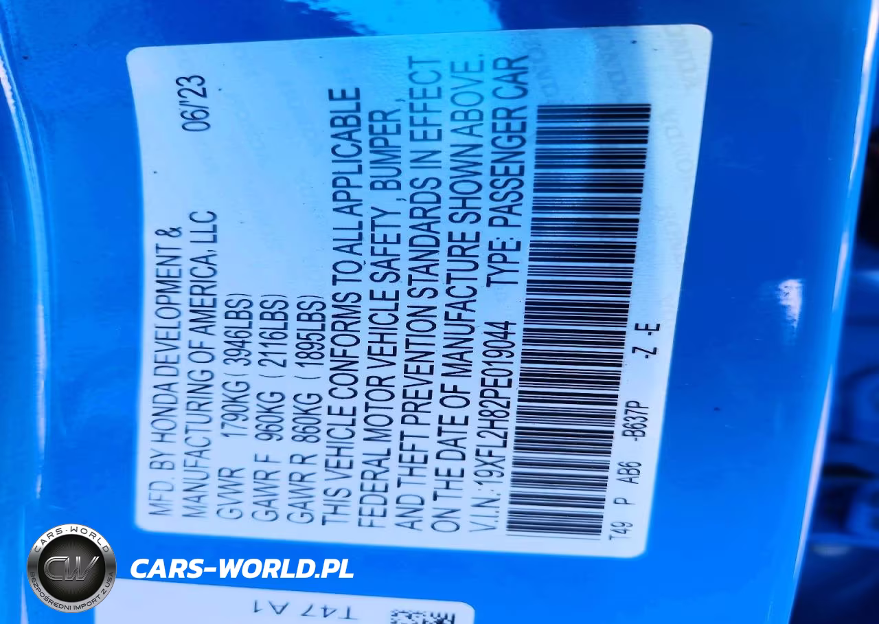 2023 Honda Civic Sport VIN:19XFL2H82PE019044 - 12
