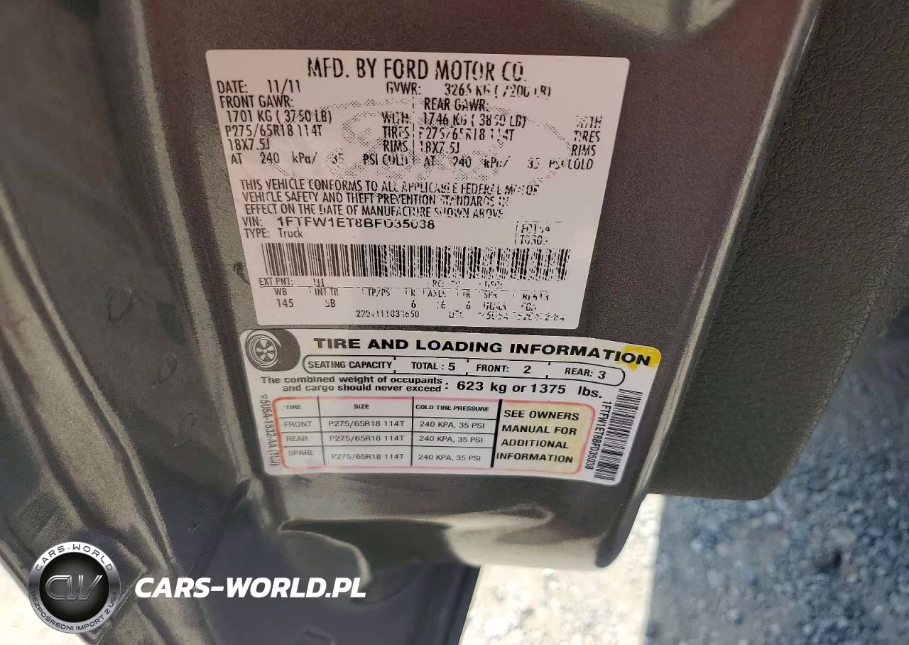 2011 Ford F150 Supercrew VIN:1FTFW1ET8BFD35038 - 13