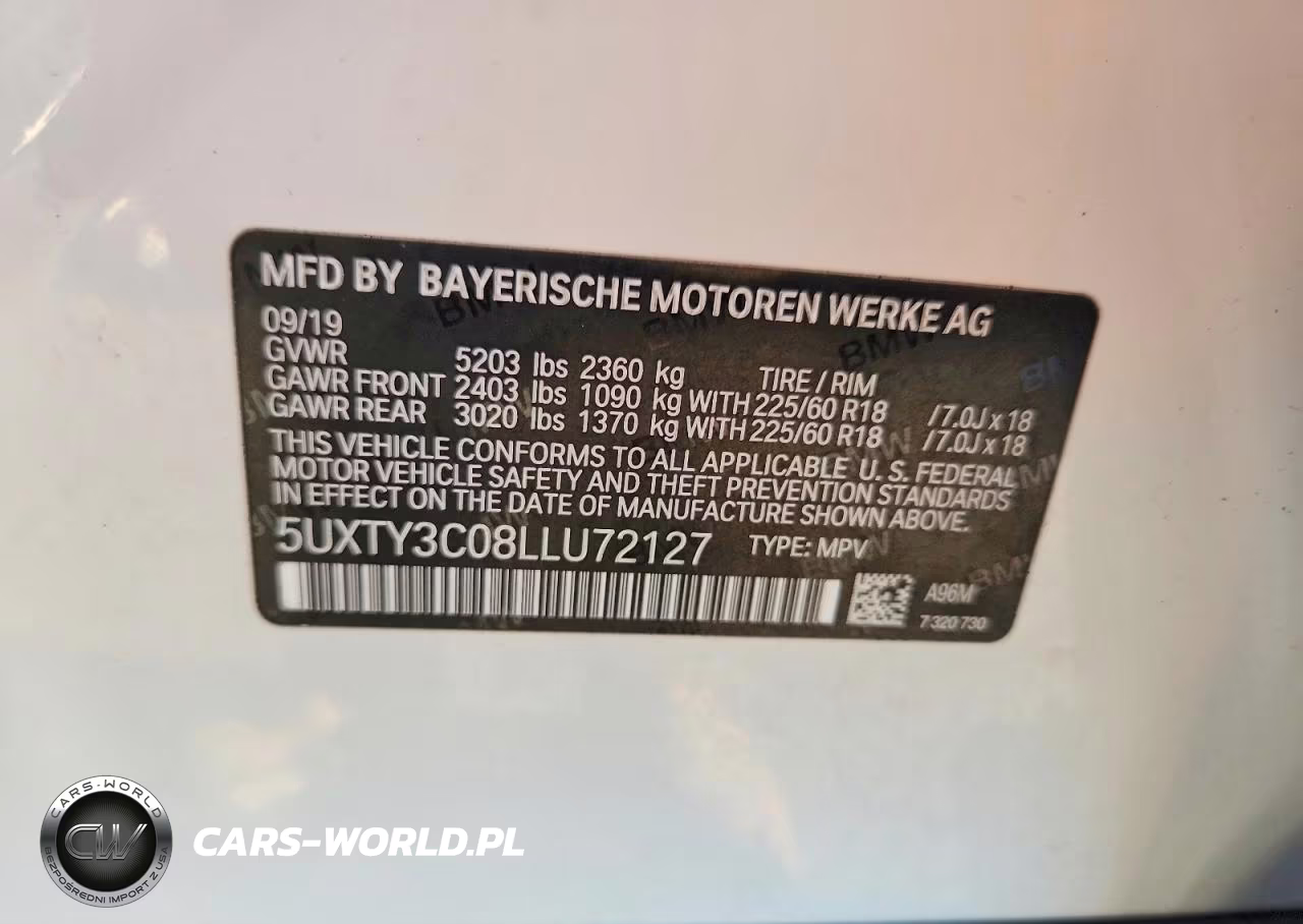 2020 BMW X3 Sdrive30I VIN:5UXTY3C08LLU72127 - 13