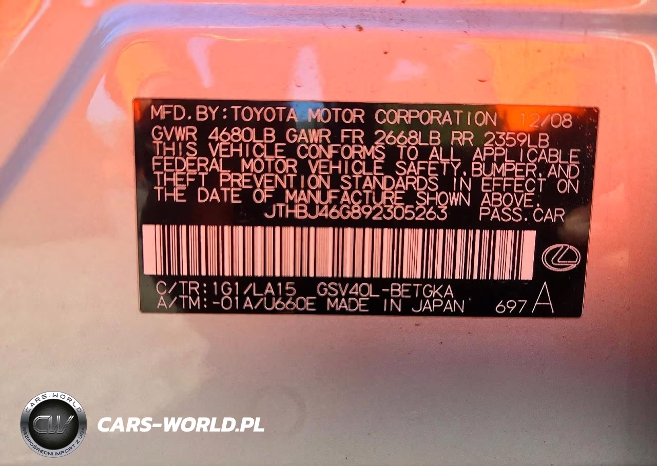 2009 Lexus Es 350 VIN:JTHBJ46G892305263 - 13