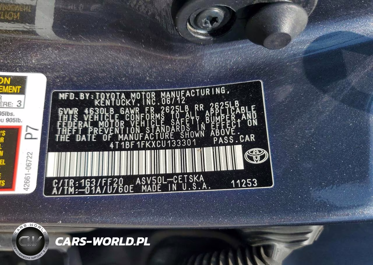2012 Toyota Camry Se VIN:4T1BF1FKXCU133301 - 13