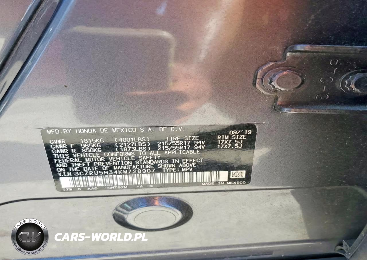 2019 Honda Hr-V Lx VIN:3CZRU5H34KM728907 - 13