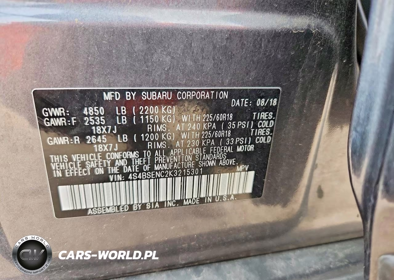 2019 Subaru Outback 3.6R Limited VIN:4S4BSENC2K3215301 - 12