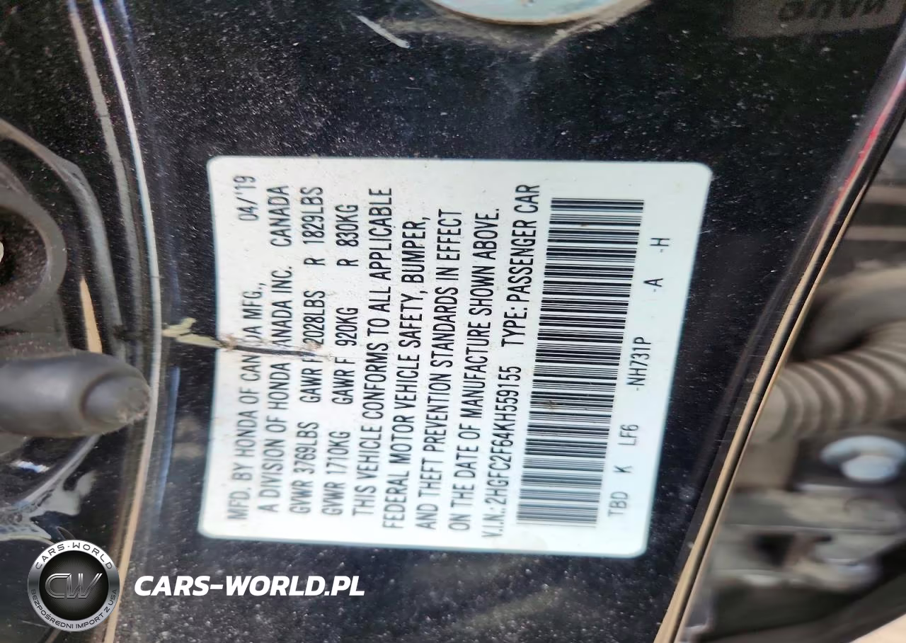 2019 Honda Civic Lx VIN:2HGFC2F64KH559155 - 12