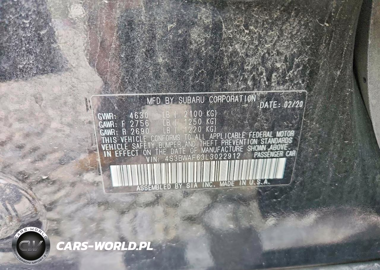 2020 Subaru Legacy Sport VIN:4S3BWAF63L3022912 - 13