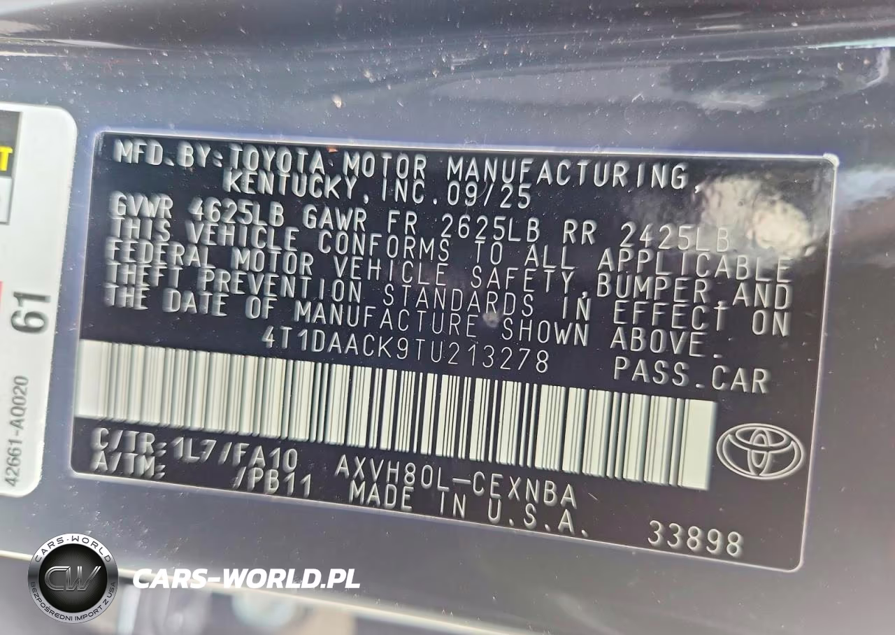 2026 Toyota Camry Le VIN:4T1DAACK9TU213278 - 12