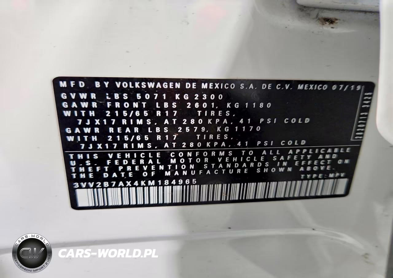 2019 Volkswagen Tiguan Se VIN:3VV2B7AX4KM184965 - 13
