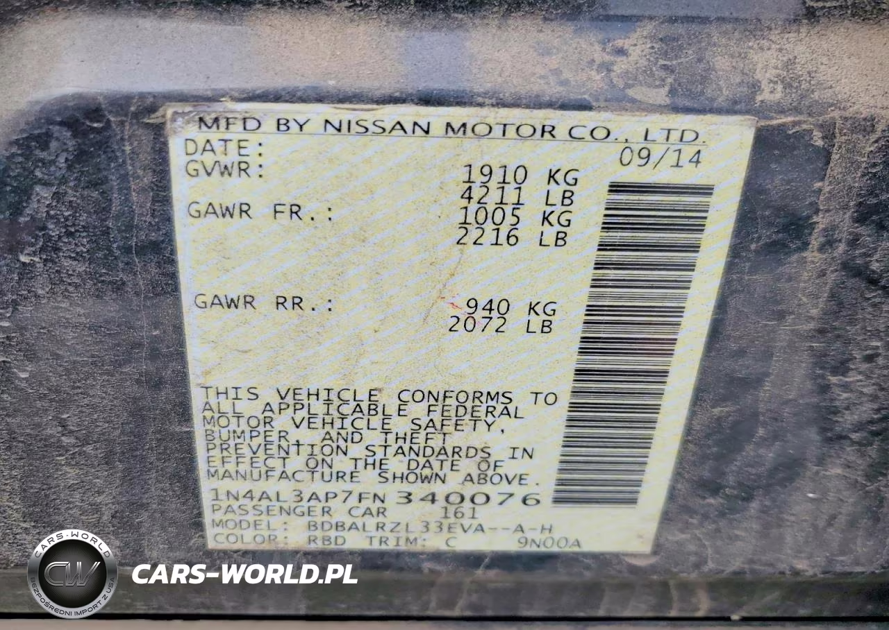 2015 Nissan Altima 2.5 Sl VIN:1N4AL3AP7FN340076 - 12