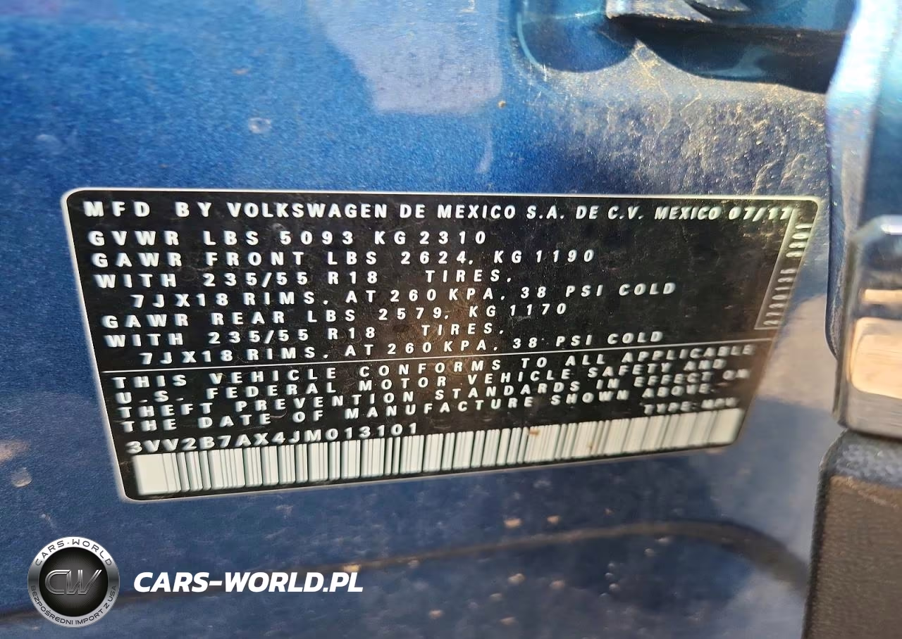 2018 Volkswagen Tiguan Se VIN:3VV2B7AX4JM013101 - 13
