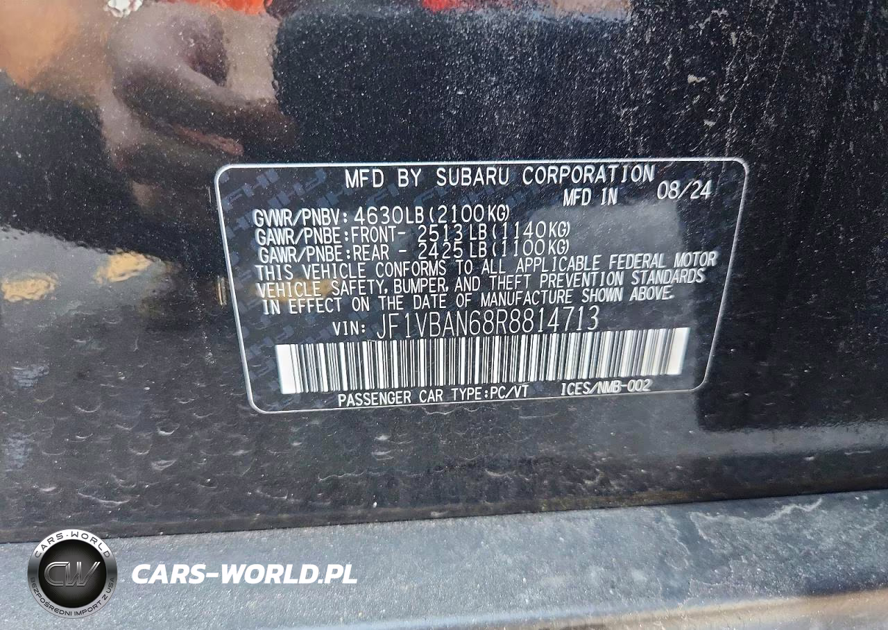 2024 Subaru Wrx Limited VIN:JF1VBAN68R8814713 - 12
