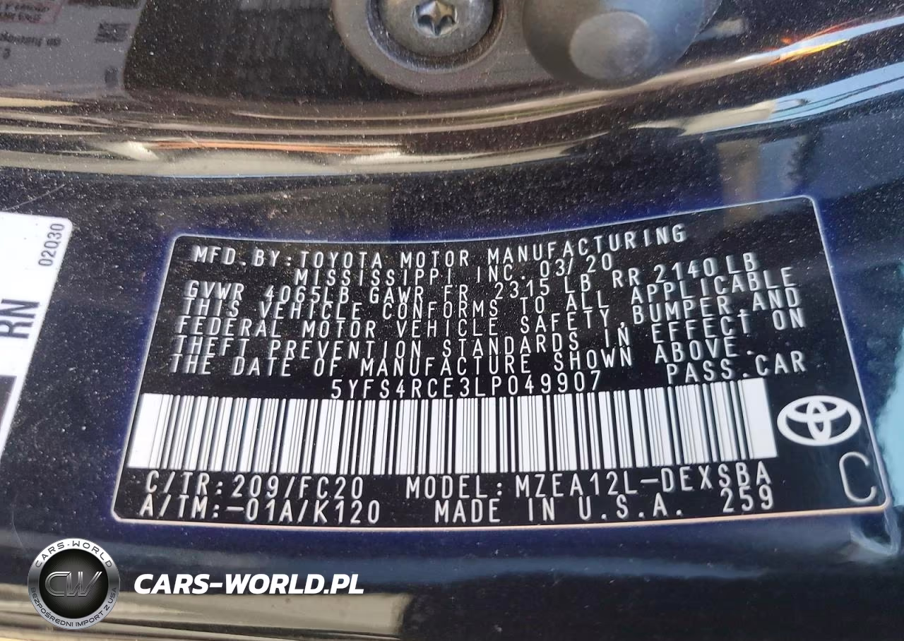 2020 Toyota Corolla Se VIN:5YFS4RCE3LP049907 - 12