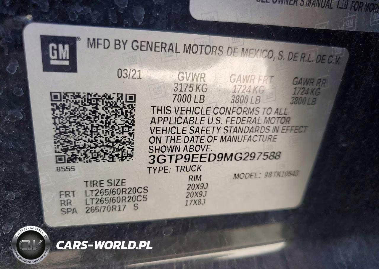 2021 GMC Sierra K1500 At4 VIN:3GTP9EED9MG297588 - 12