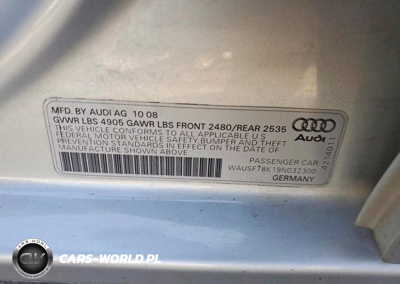2009 Audi A4 Premium Plus VIN:WAUSF78K19N032300 - 13