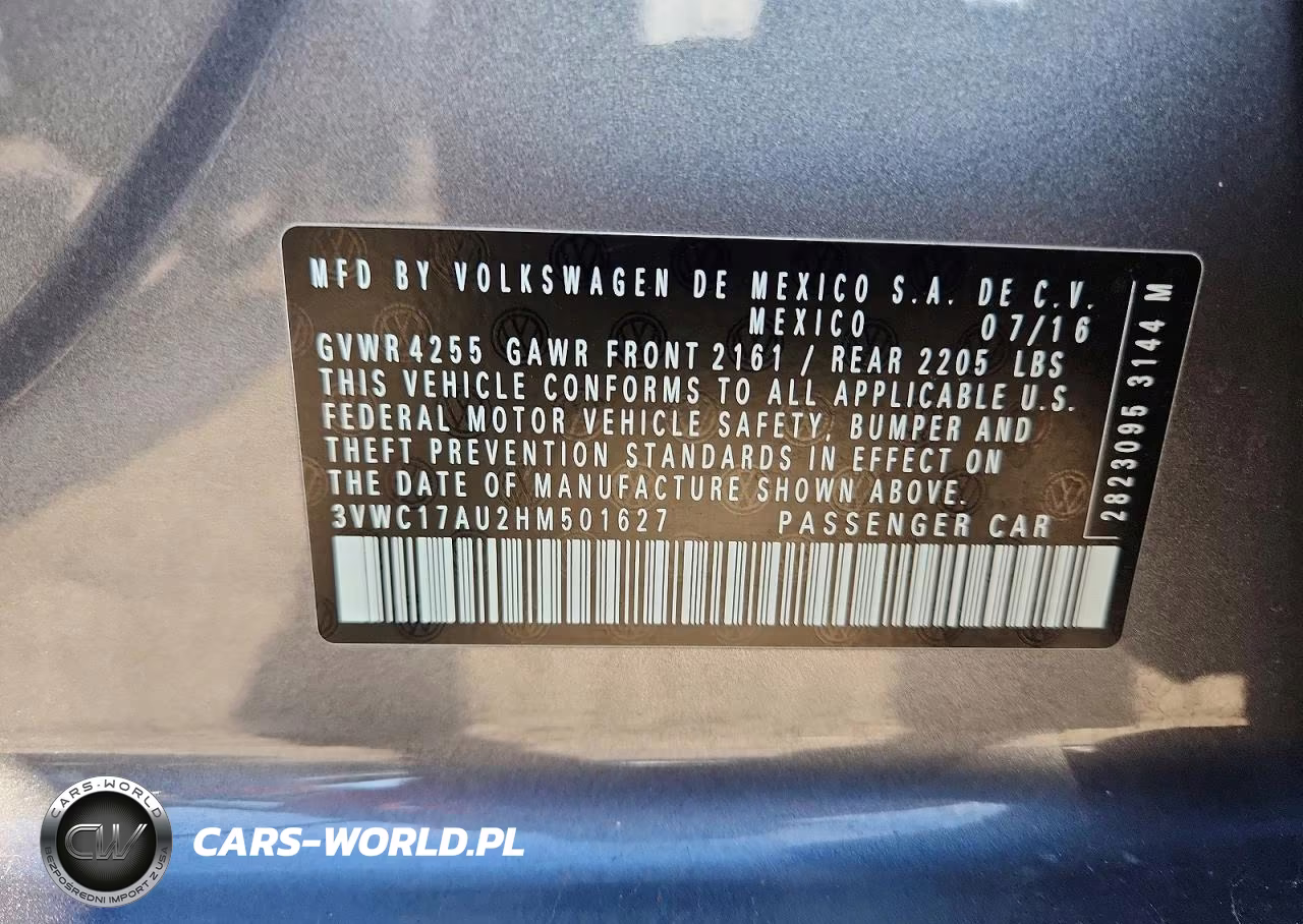 2017 Volkswagen Golf Sportwagen S VIN:3VWC17AU2HM501627 - 13