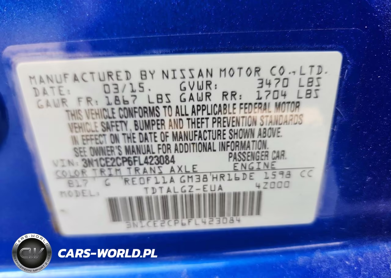 2015 Nissan Versa Note Sr VIN:3N1CE2CP6FL423084 - 12