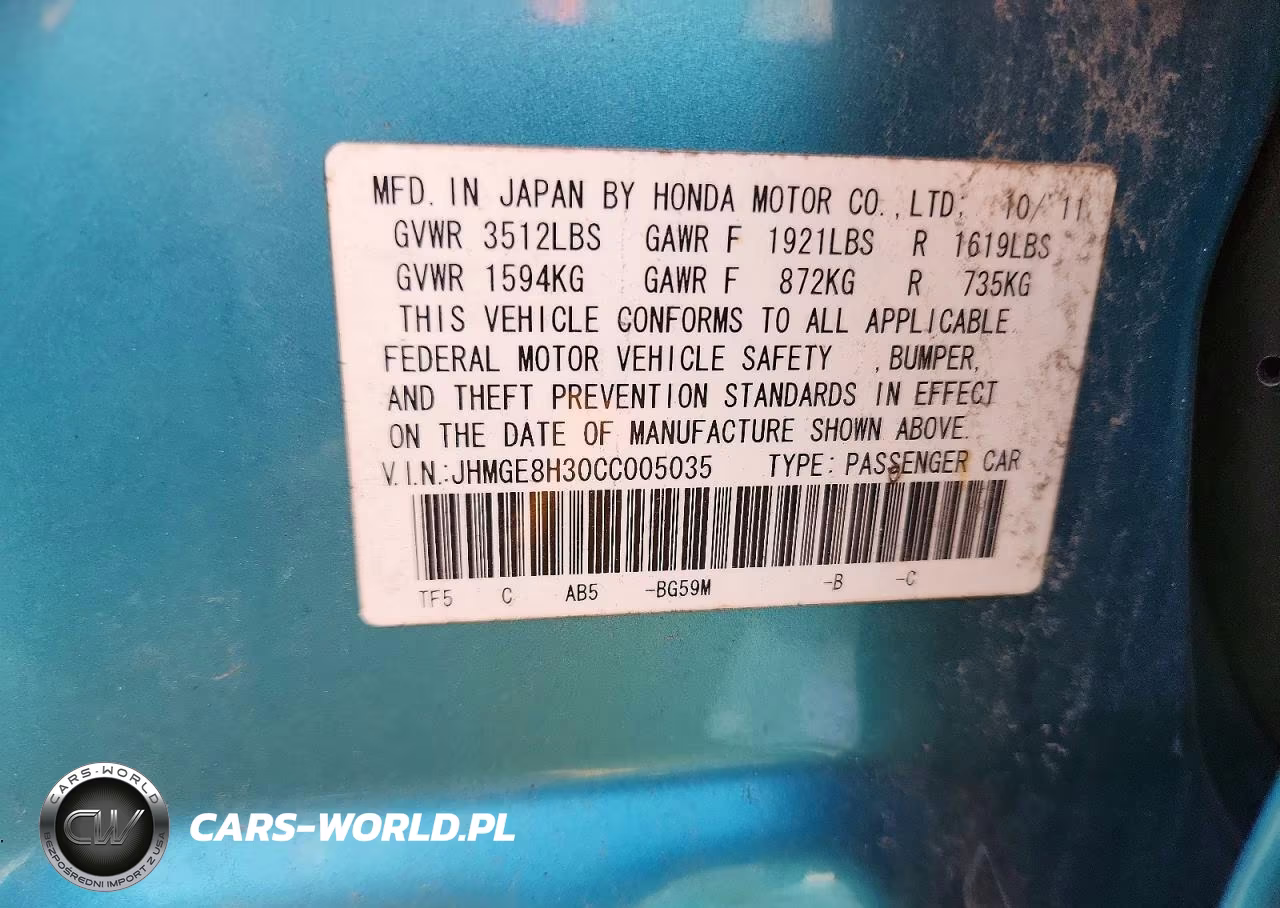 2012 Honda Fit VIN:JHMGE8H30CC005035 - 12