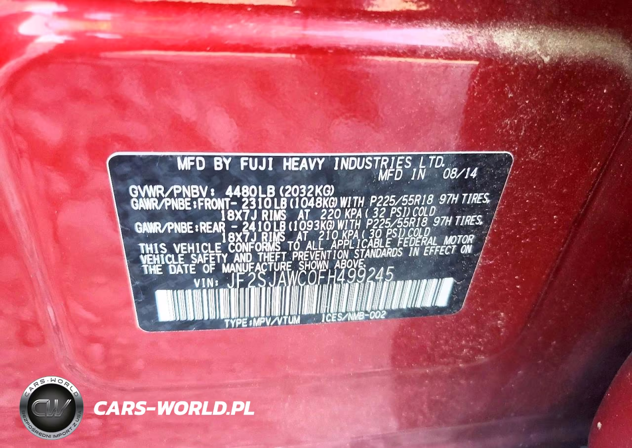 2015 Subaru Forester 2.5I Touring VIN:JF2SJAWC0FH499245 - 13