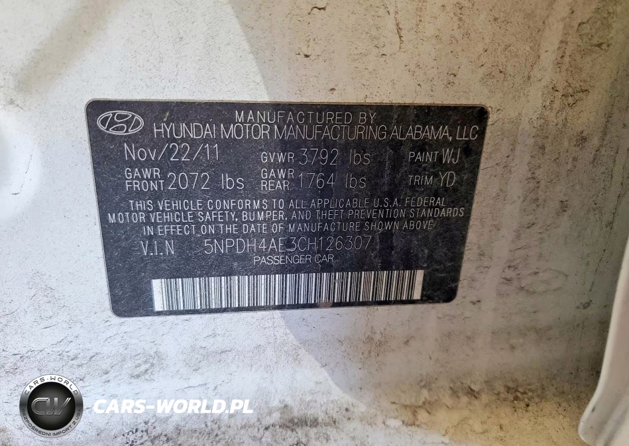 2012 Hyundai Elantra Gls VIN:5NPDH4AE3CH126307 - 13