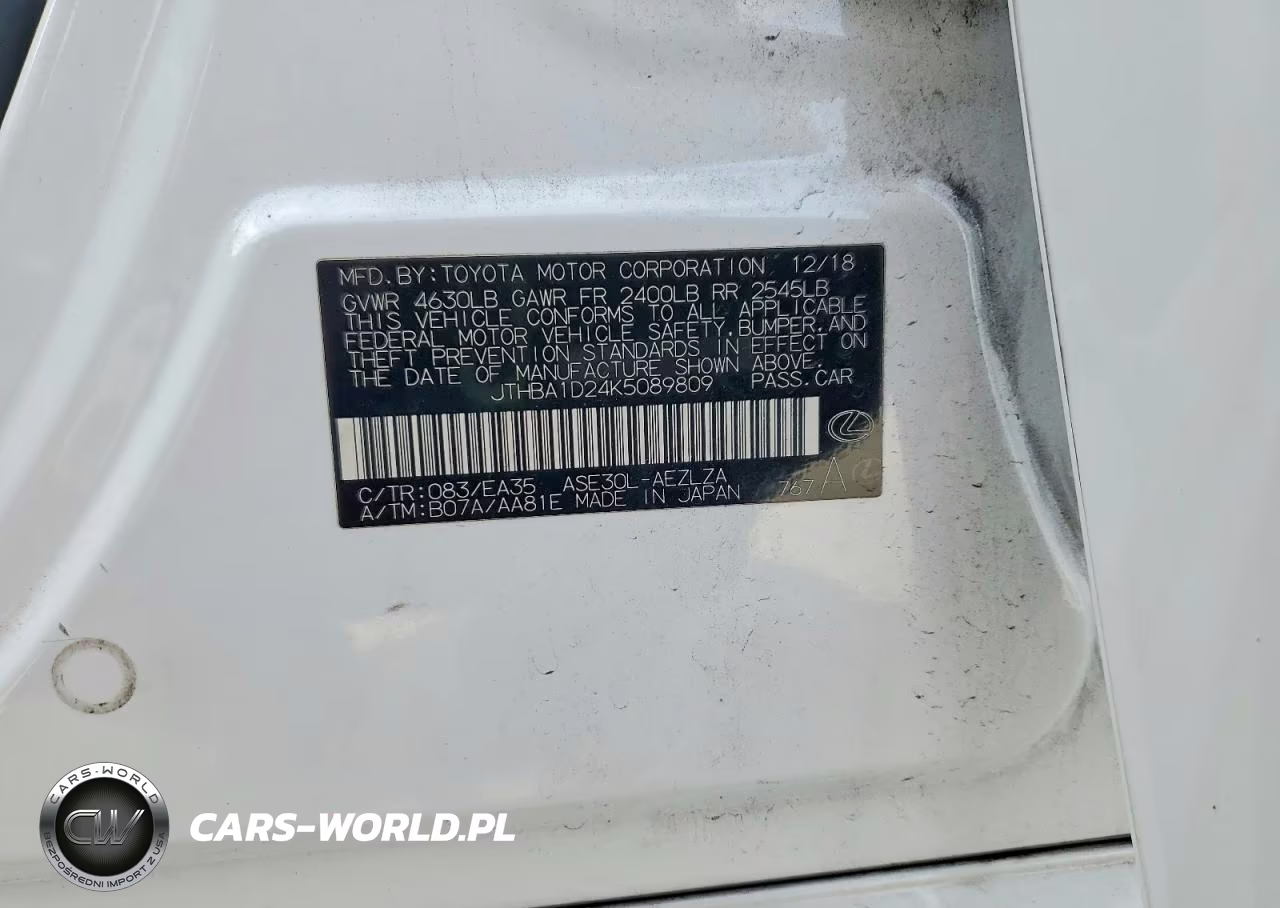 2019 Lexus Is 300 VIN:JTHBA1D24K5089809 - 12