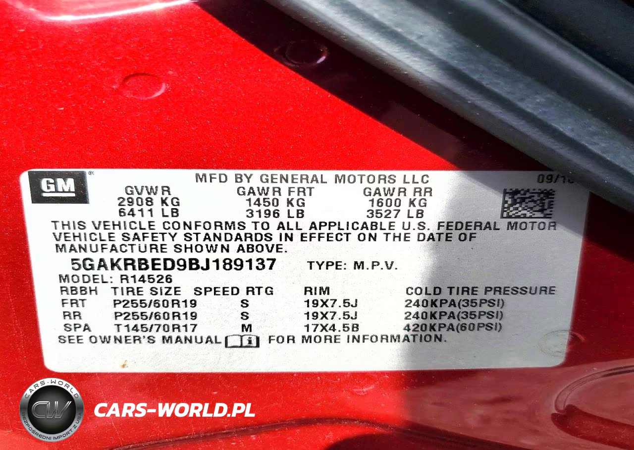2011 Buick Enclave Cxl VIN:5GAKRBED9BJ189137 - 14