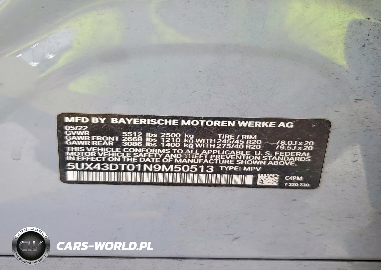 2022 BMW X4 M40I VIN:5UX43DT01N9M50513 - 13