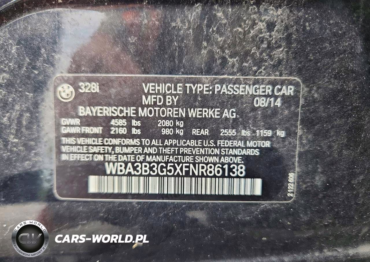 2015 BMW 328 Xi VIN:WBA3B3G5XFNR86138 - 12