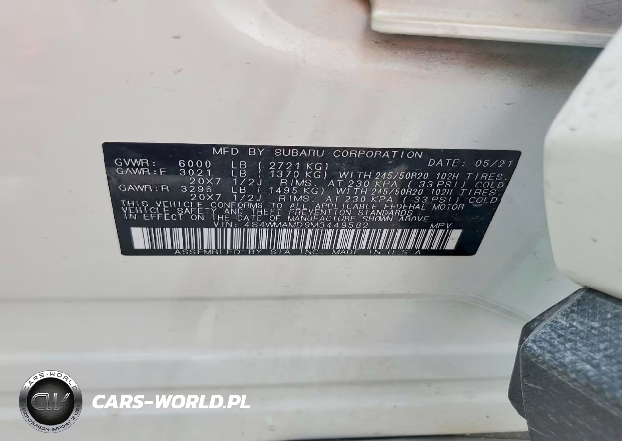 2021 Subaru Ascent Limited VIN:4S4WMAMD9M3449582 - 13