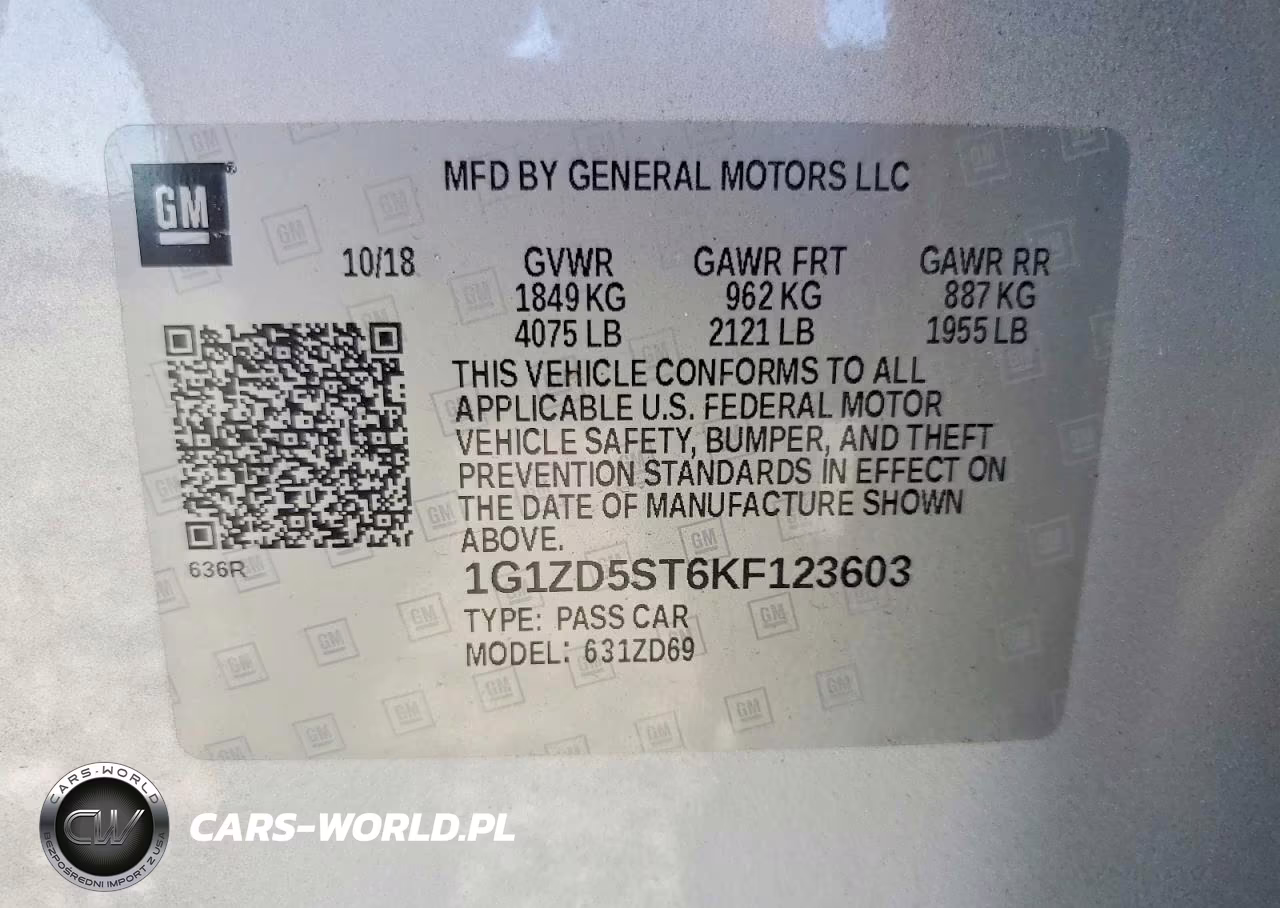 2019 Chevrolet Malibu Lt VIN:1G1ZD5ST6KF123603 - 12