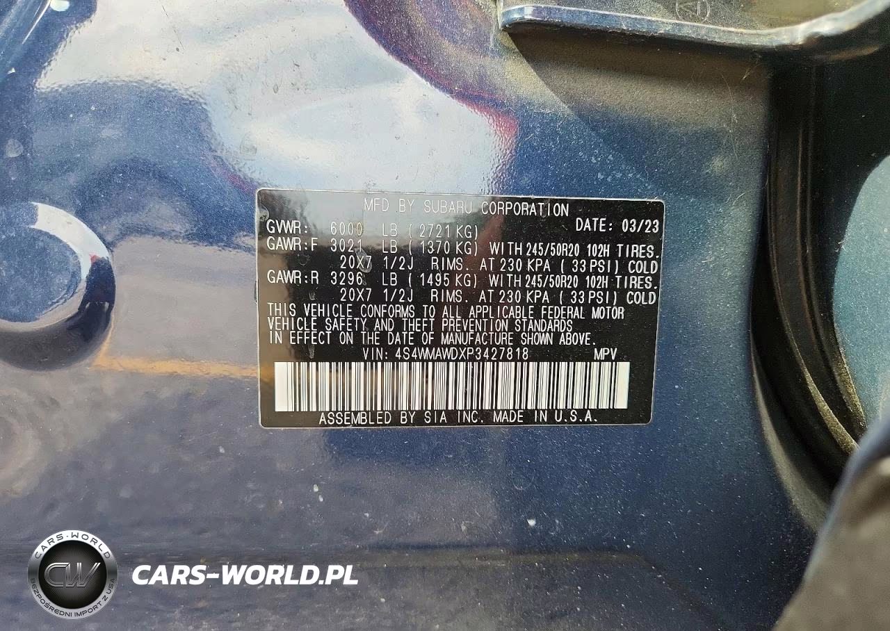 2023 Subaru Ascent Touring VIN:4S4WMAWDXP3427818 - 13