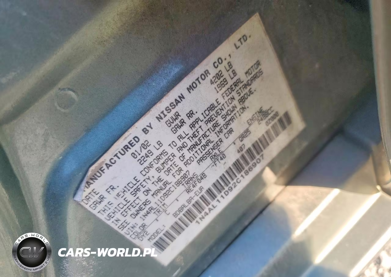 2002 Nissan Altima 2.5 VIN:1N4AL11D92C186907 - 12