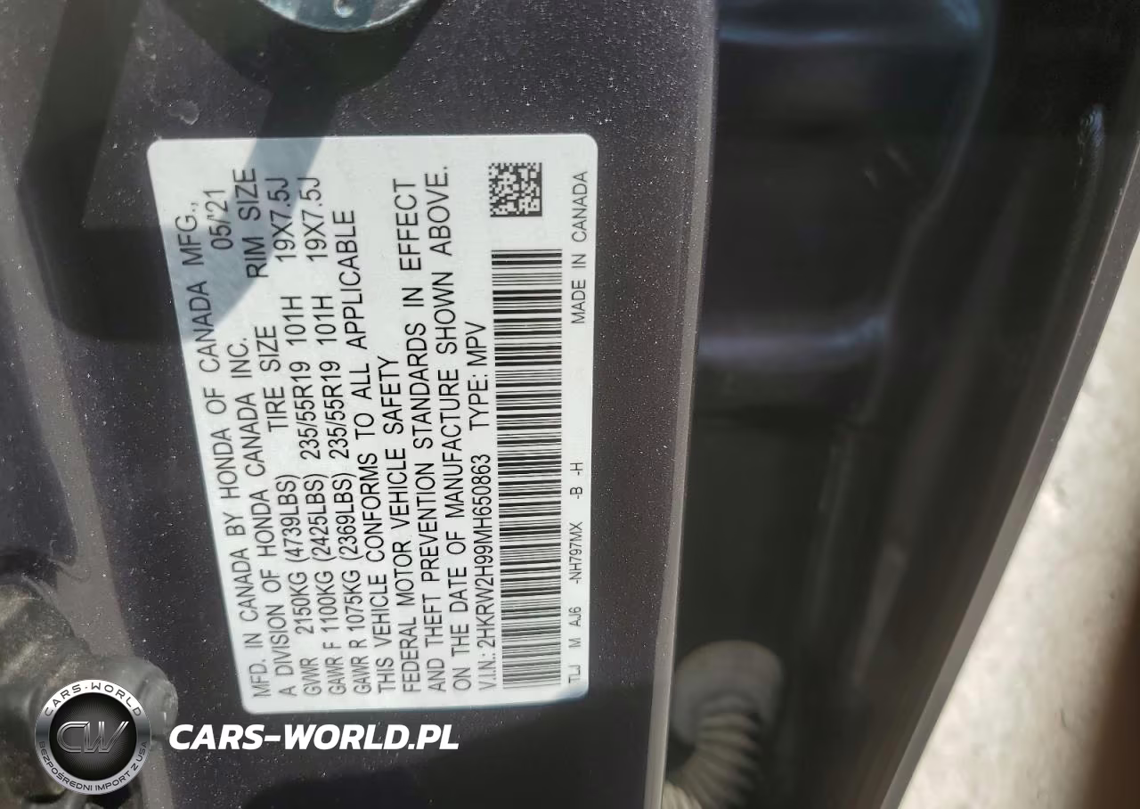 2021 Honda Cr-V Touring VIN:2HKRW2H99MH650863 - 14