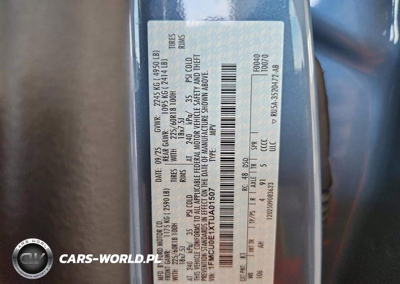 2026 Ford Escape VIN:1FMCU0E1XTUA01507 - 14