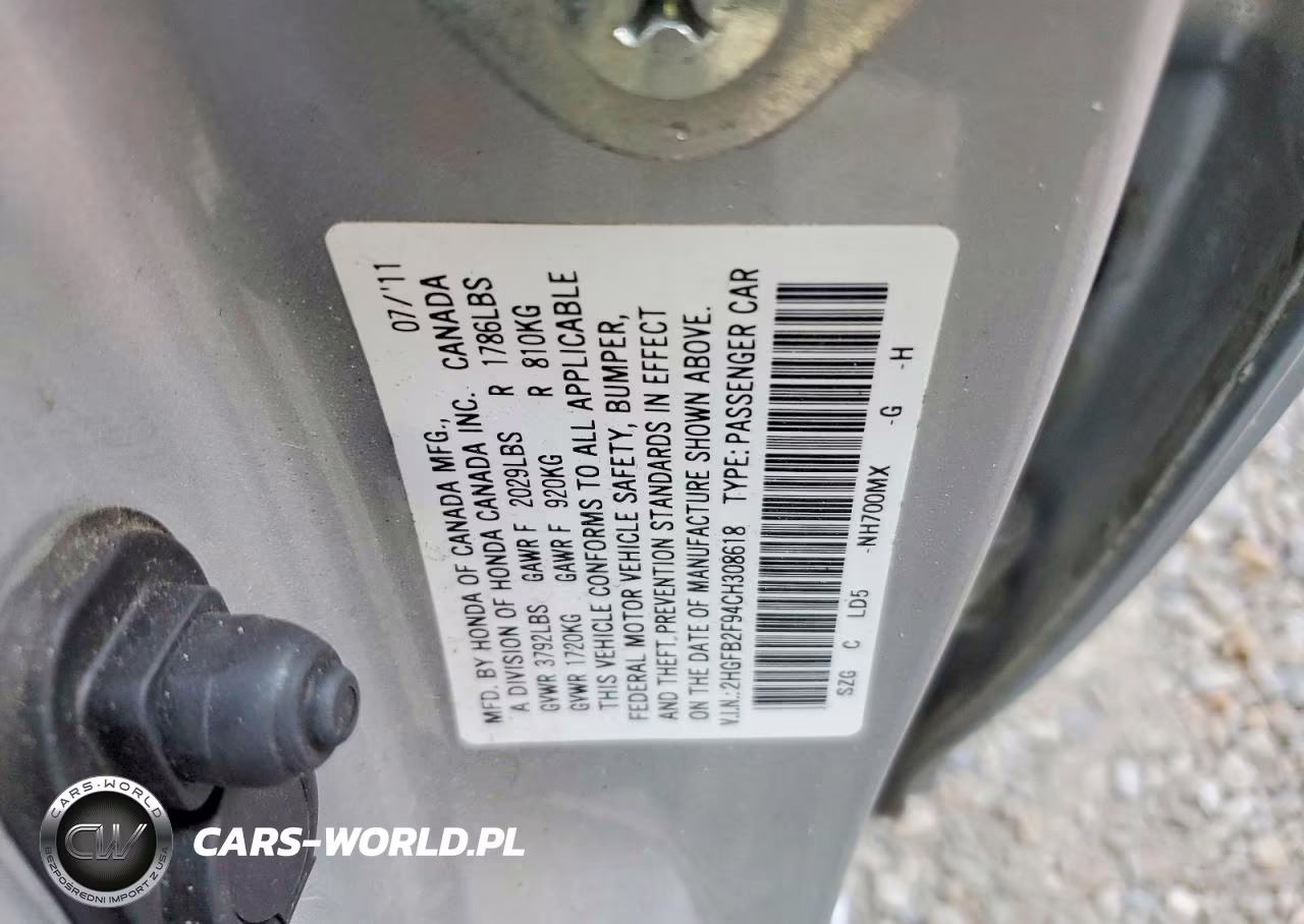 2012 Honda Civic Exl VIN:2HGFB2F94CH308618 - 12