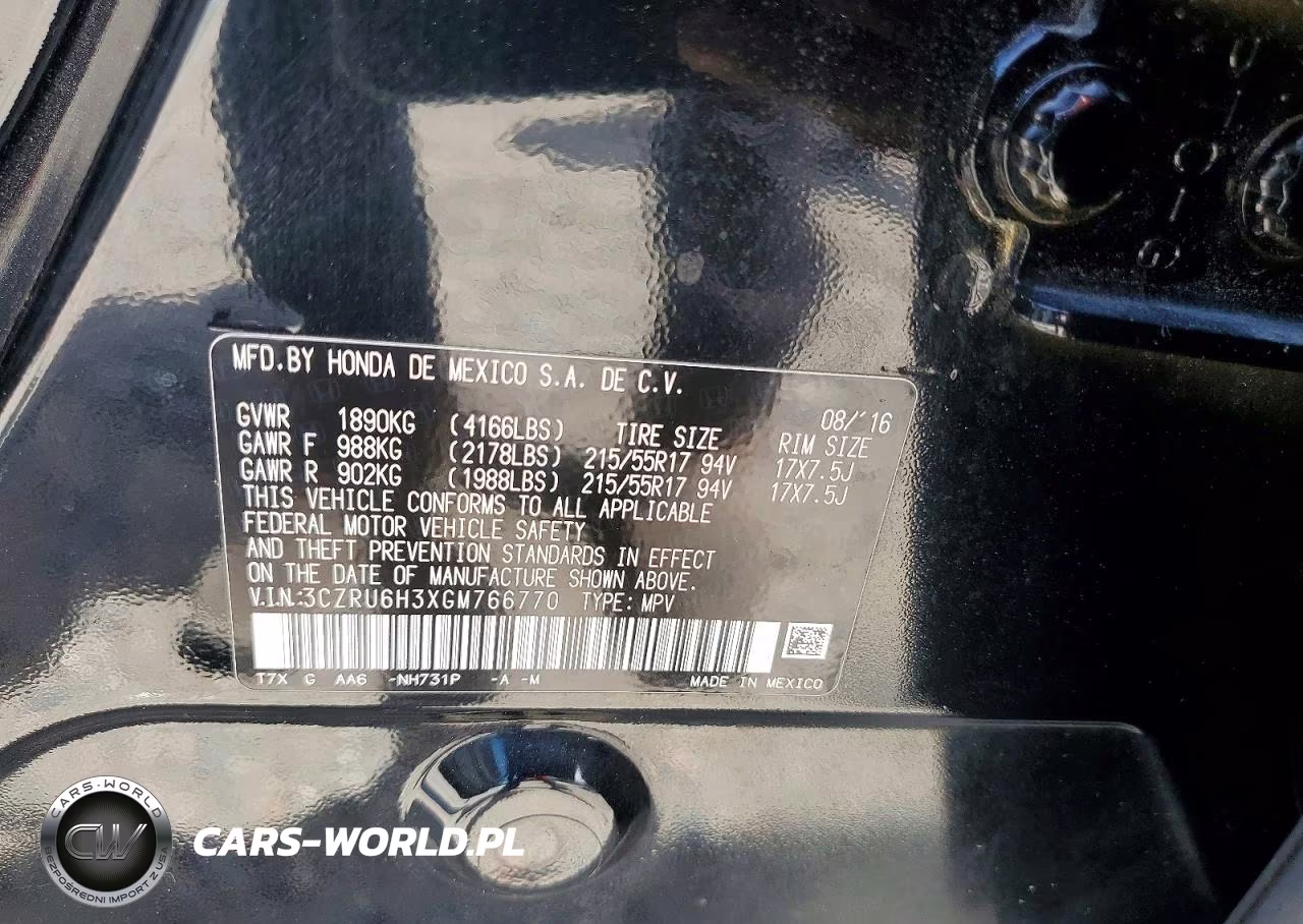 2016 Honda Hr-V Lx VIN:3CZRU6H3XGM766770 - 13