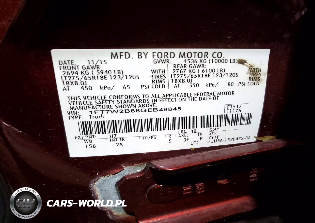 2016 Ford F250 Super Duty VIN:1FT7W2B68GEB49845 - 12