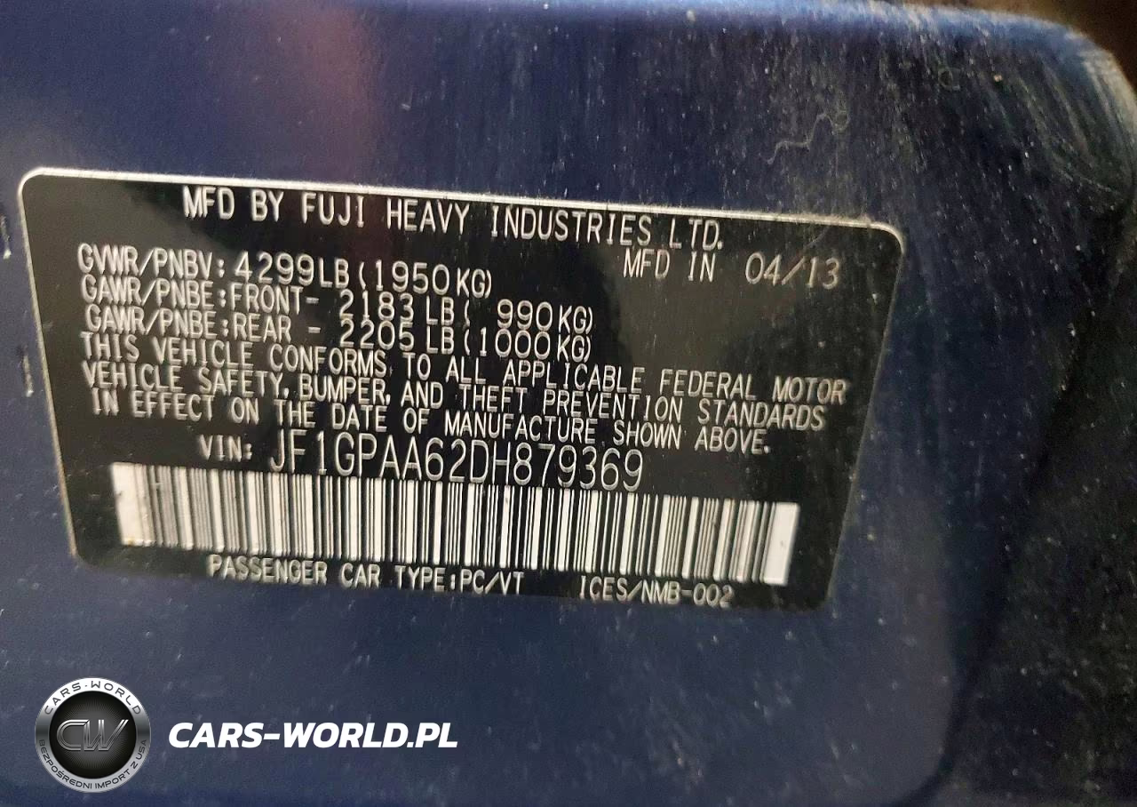 2013 Subaru Impreza VIN:JF1GPAA62DH879369 - 12