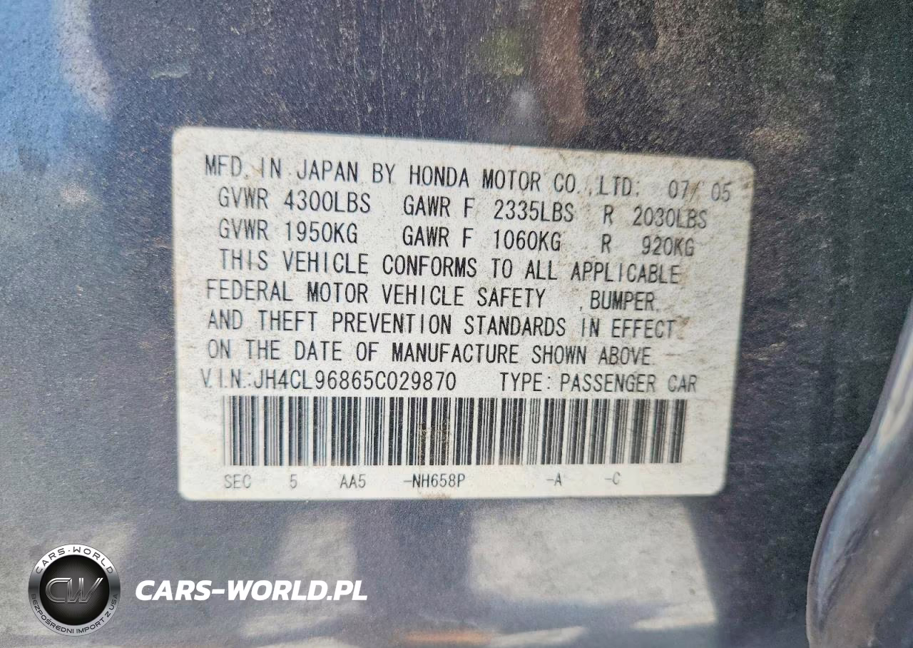 2005 Acura Tsx VIN:JH4CL96865C029870 - 13
