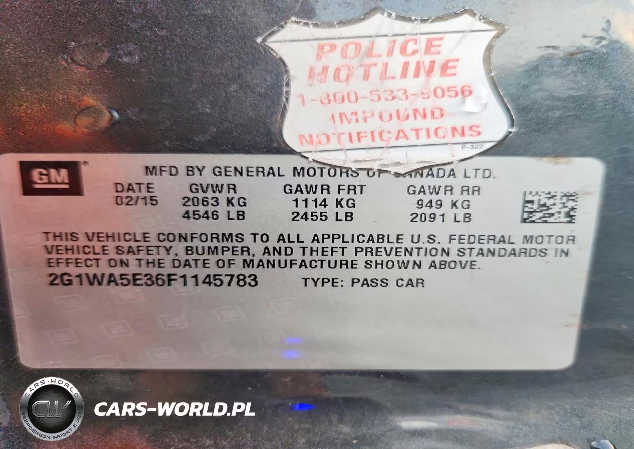 2015 Chevrolet Impala Limited Ls VIN:2G1WA5E36F1145783 - 12