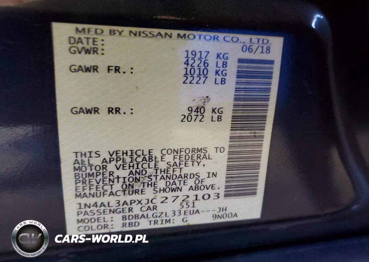 2018 Nissan Altima 2.5 S VIN:1N4AL3APXJC272103 - 12