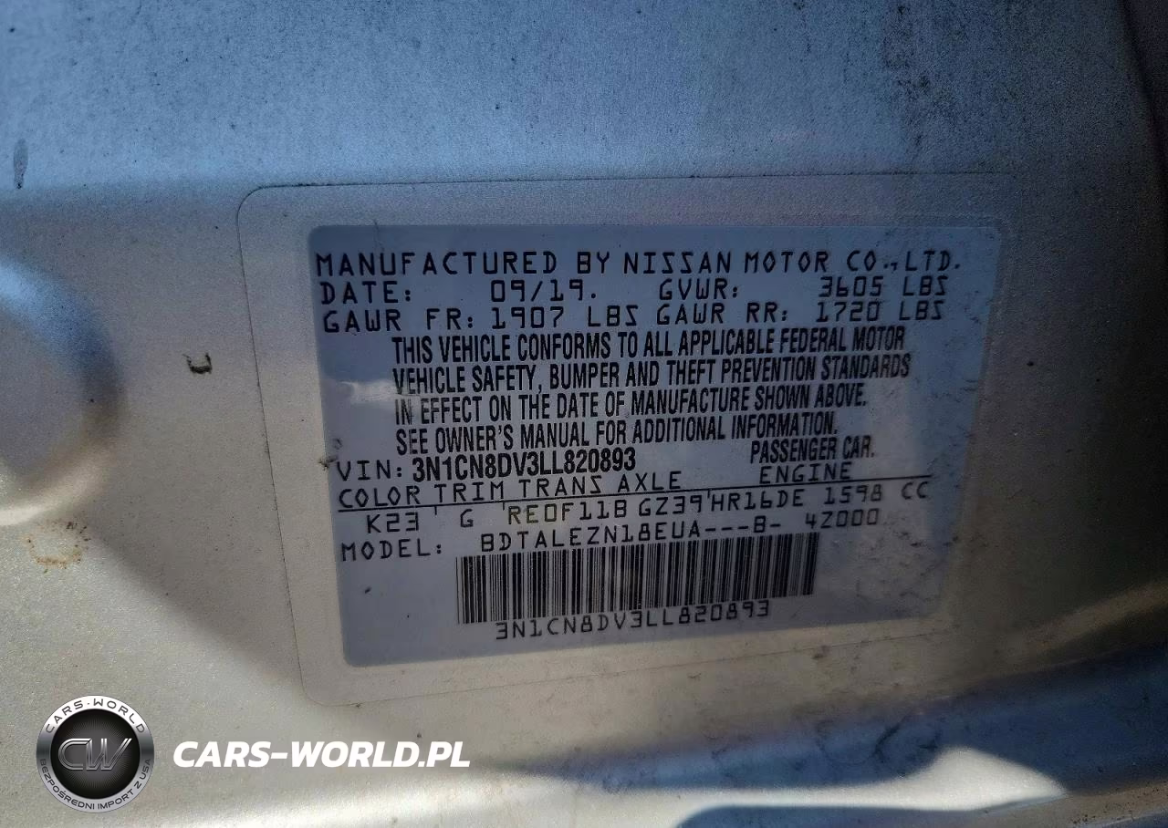 2020 Nissan Versa S VIN:3N1CN8DV3LL820893 - 12