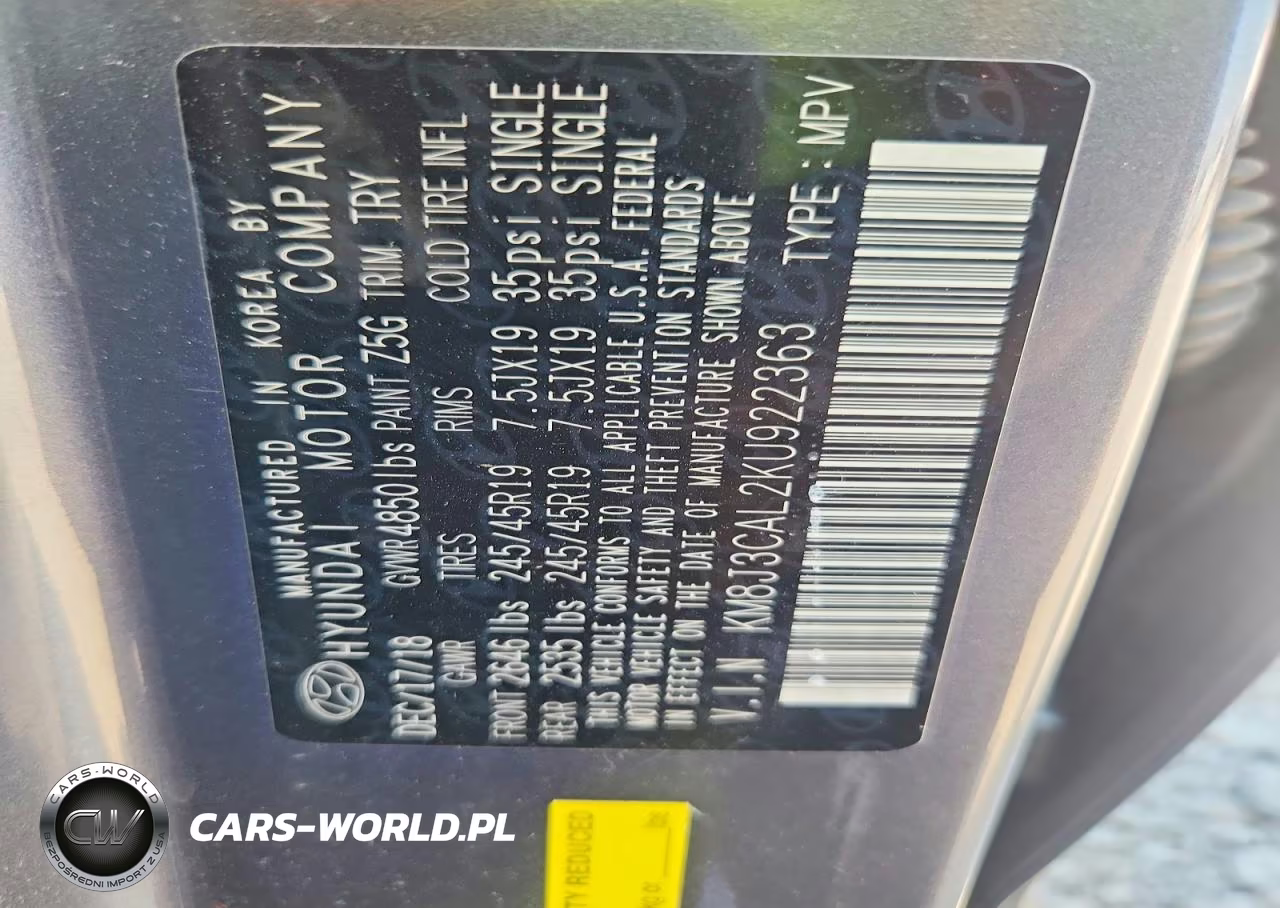 2019 Hyundai Tucson Night VIN:KM8J3CAL2KU922363 - 13
