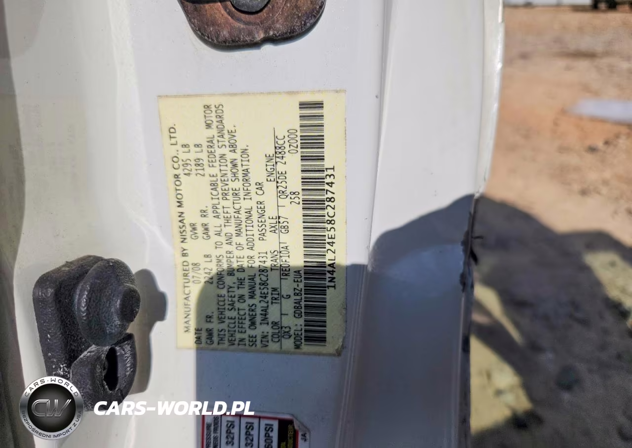 2008 Nissan Altima 2.5 S VIN:1N4AL24E58C287431 - 12