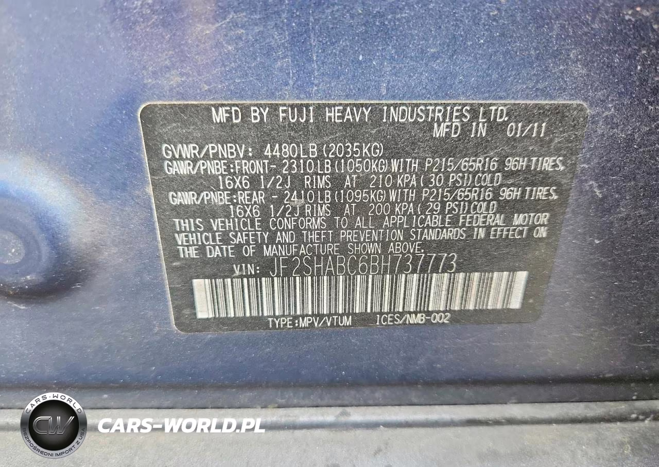 2011 Subaru Forester 2.5X VIN:JF2SHABC6BH737773 - 12
