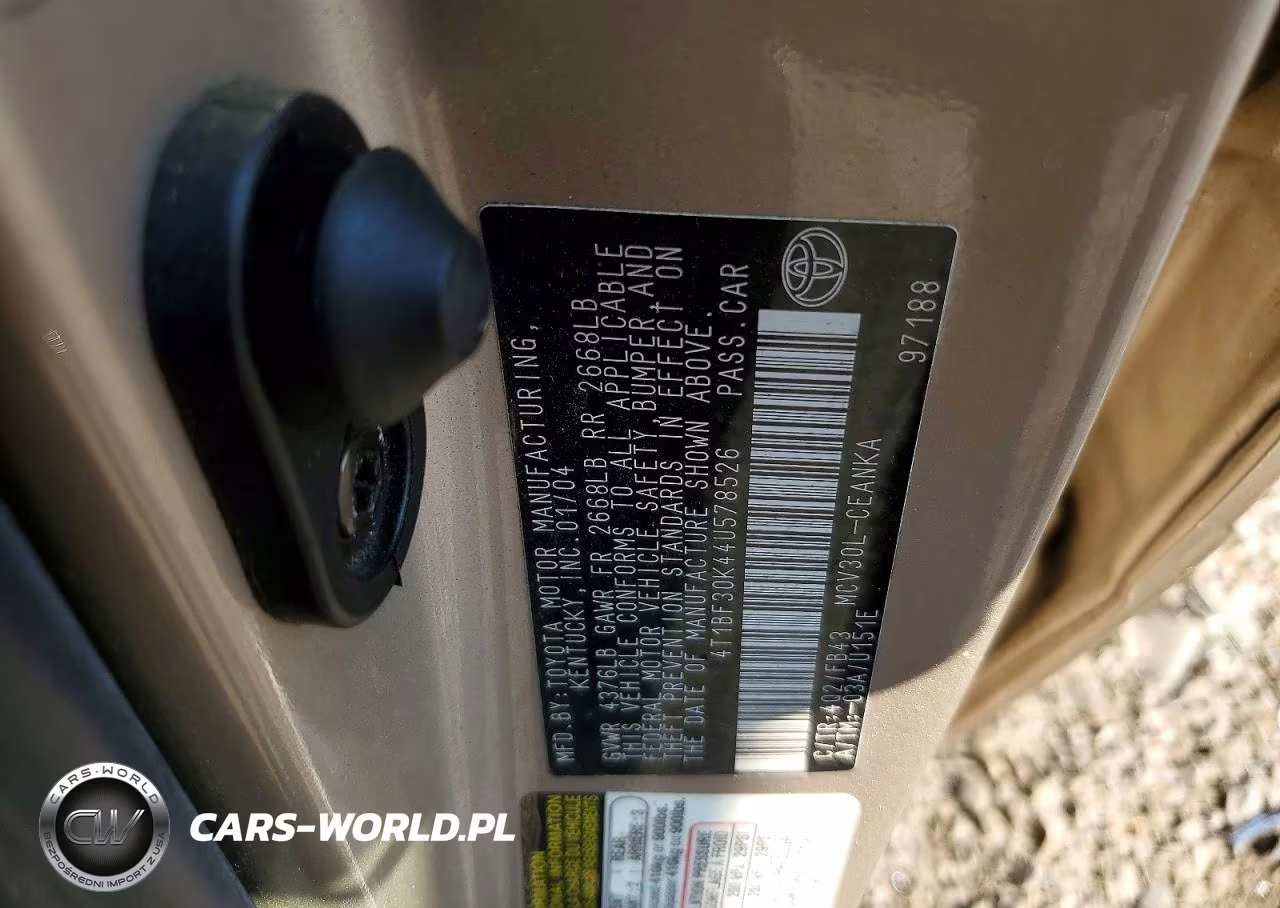2004 Toyota Camry Le V6 VIN:4T1BF30K44U578526 - 12