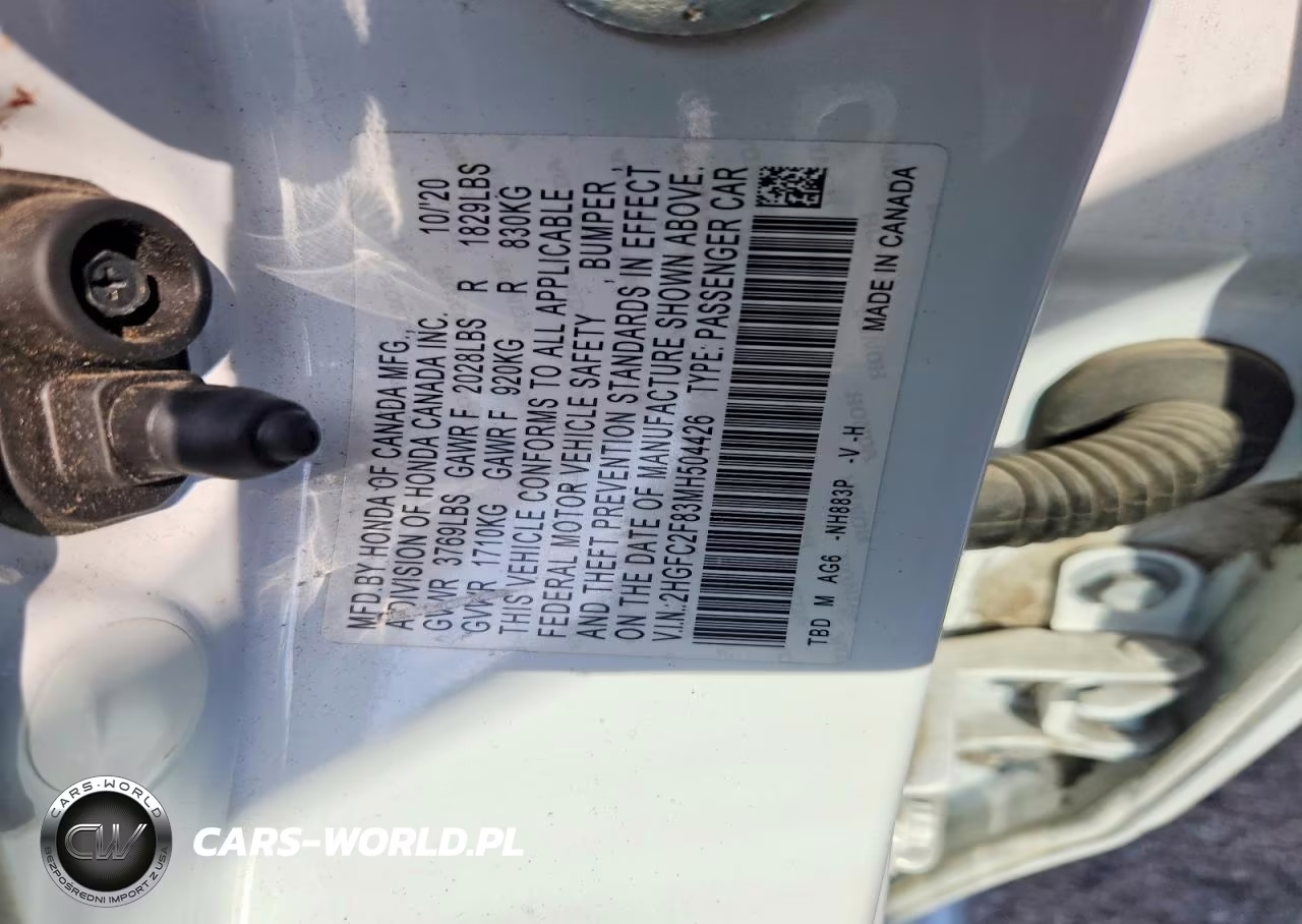 2021 Honda Civic Sport VIN:2HGFC2F83MH504426 - 12