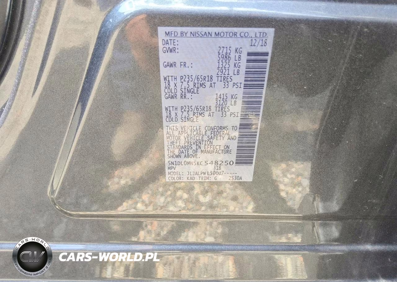 2019 Infiniti Qx60 Pure VIN:5N1DL0MN5KC548250 - 5