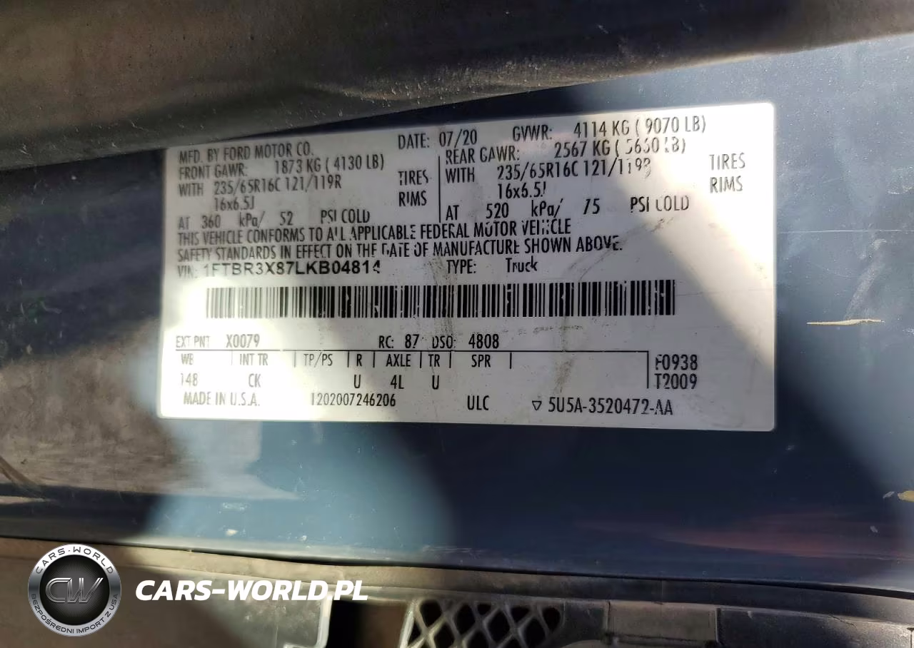 2020 Ford Transit 250 Delivery Van VIN:1FTBR3X87LKB04814 - 12